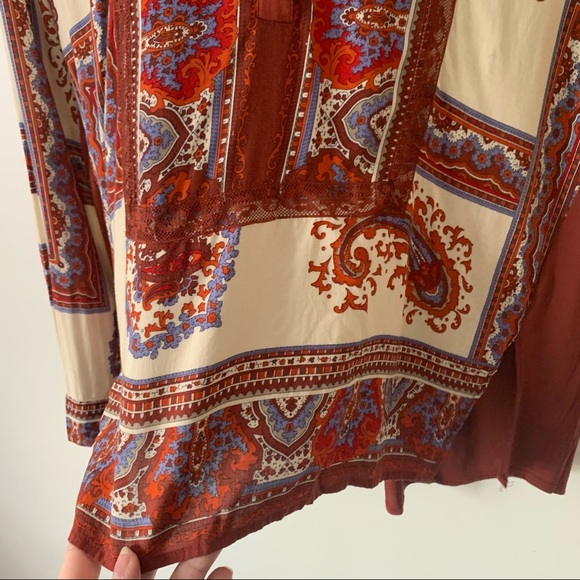 Anthro Tiny | Red Paisley Long Sleeve Blouse - Picture 6 of 9